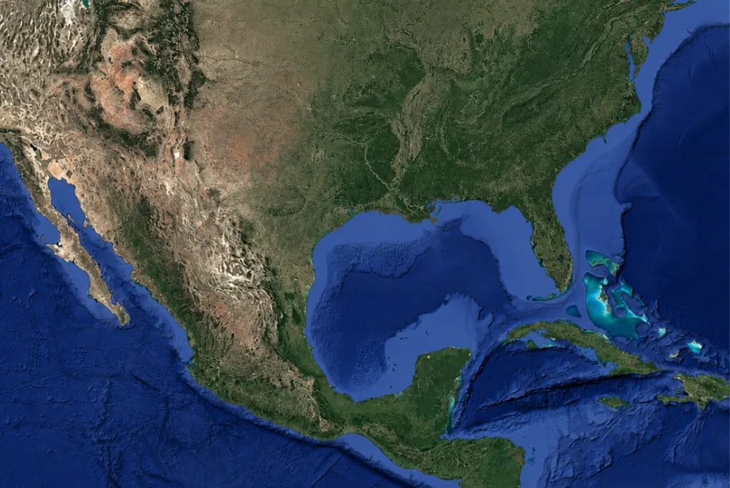 Mapa satelital con el epicentro estimado