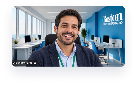 Profesional participando en una clase virtual