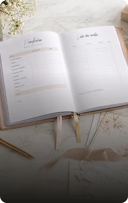 The Dream Wedding Planner workbook, open